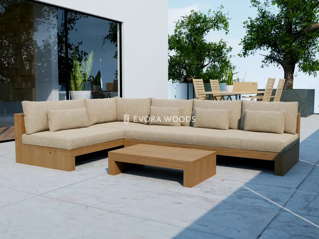 prototype Rand spek Luxe houten loungeset buiten | 5 tot 10 personen | Loungebank tuin IBI –  Évora Woods